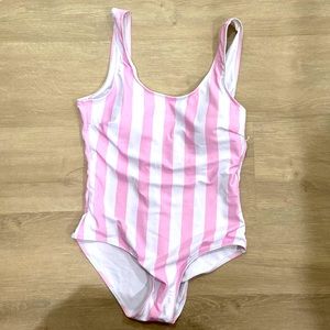 NWT Zaful one peice swimsuit pink & white stripe 6